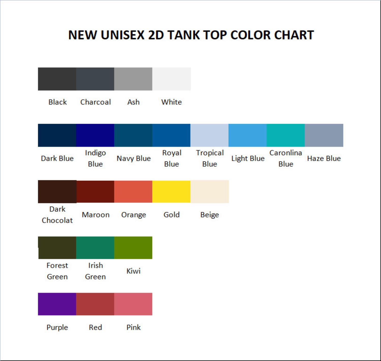 tank top color chart - Seven Deadly Sins Store