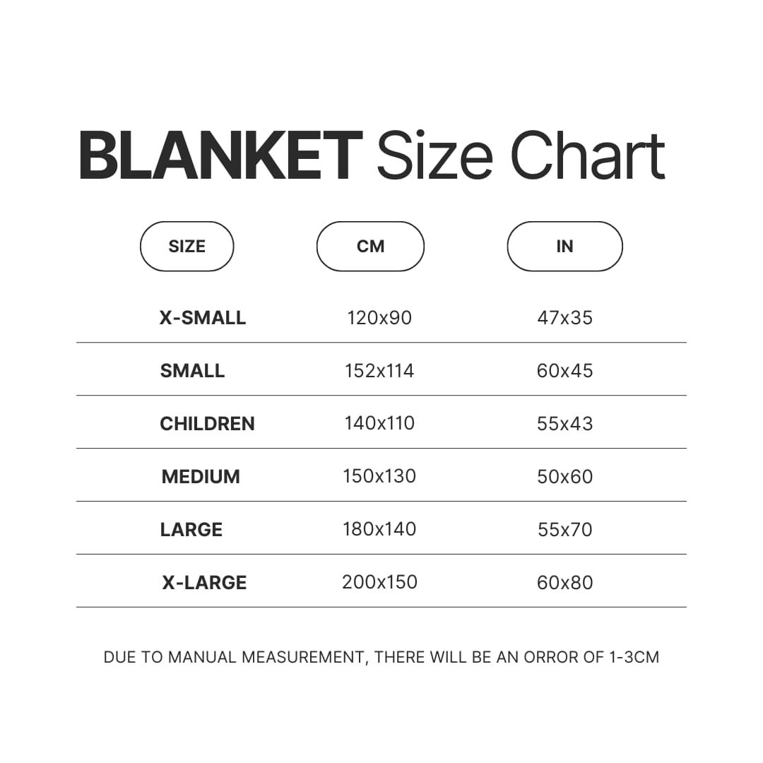 Blanket Size Chart - Seven Deadly Sins Store