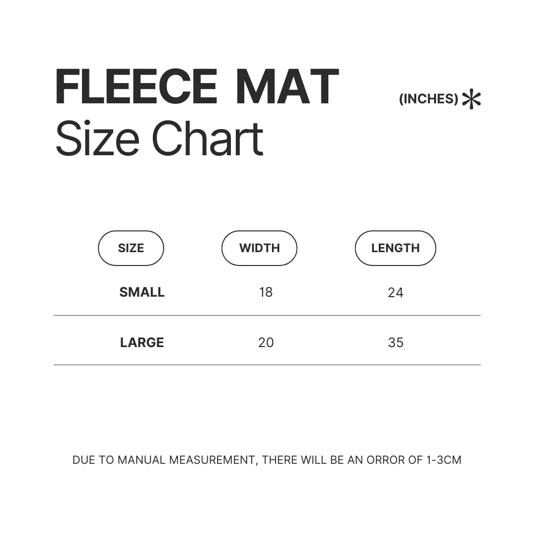 Fleece Mat Size Chart - Seven Deadly Sins Store