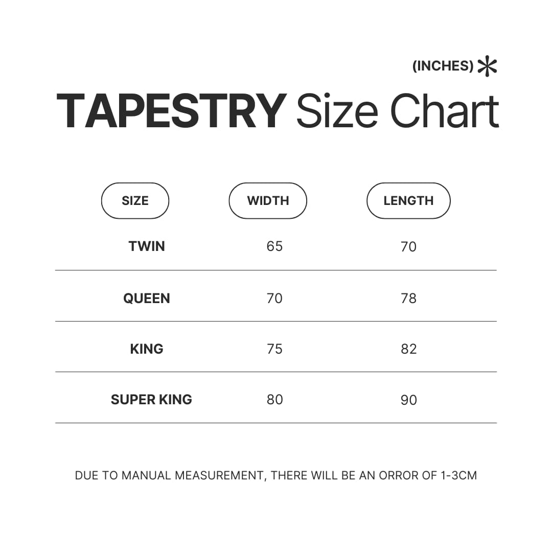 Tapestry Size Chart - Seven Deadly Sins Store