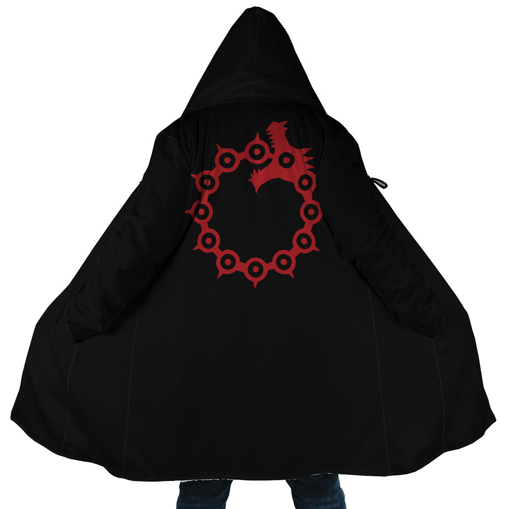 Meliodas Dragon Wrath Seven Deadly Sins AOP Hooded Cloak Coat MAIN Mockup - Seven Deadly Sins Store