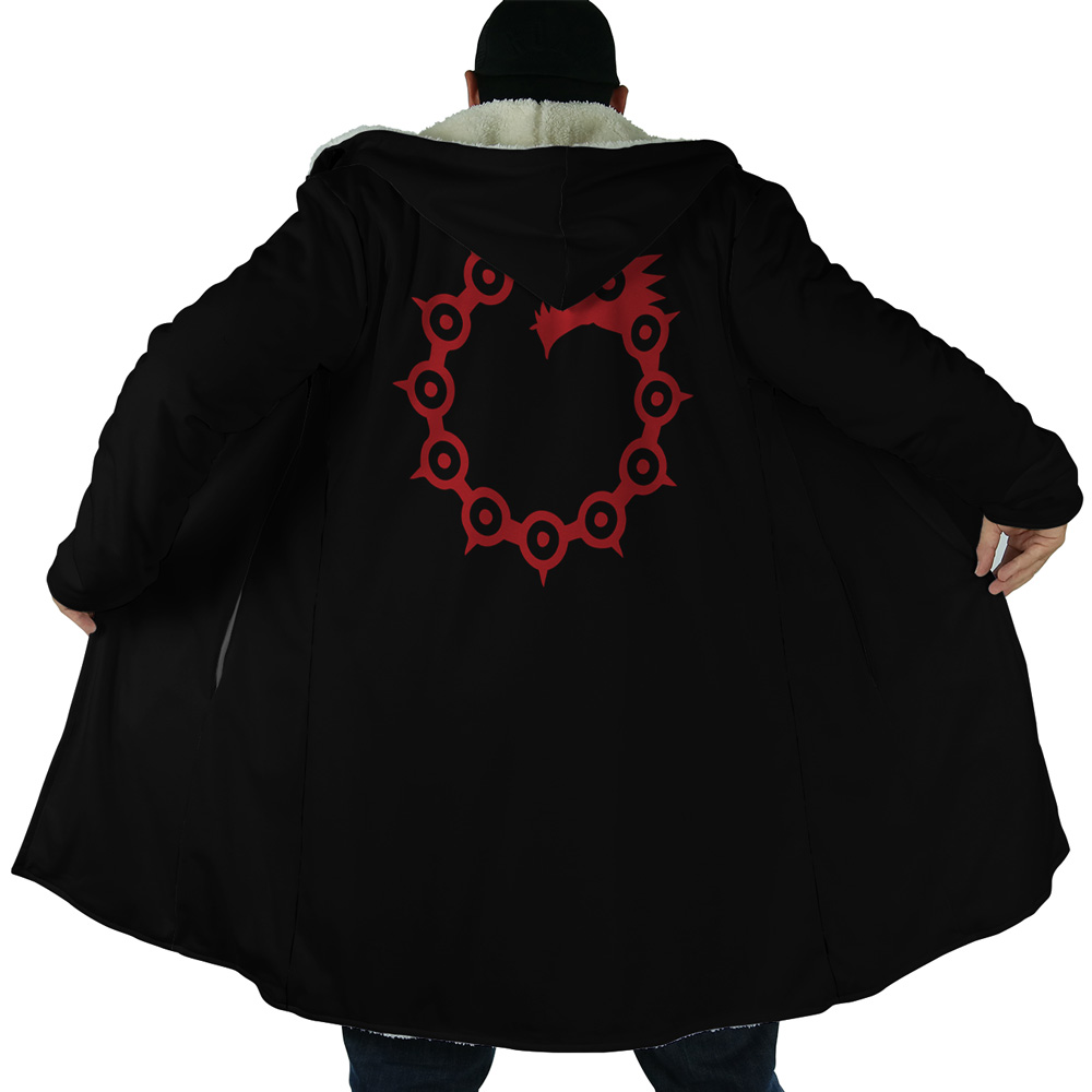 Meliodas Dragon Wrath Seven Deadly Sins AOP Hooded Cloak Coat NO HOOD Mockup - Seven Deadly Sins Store