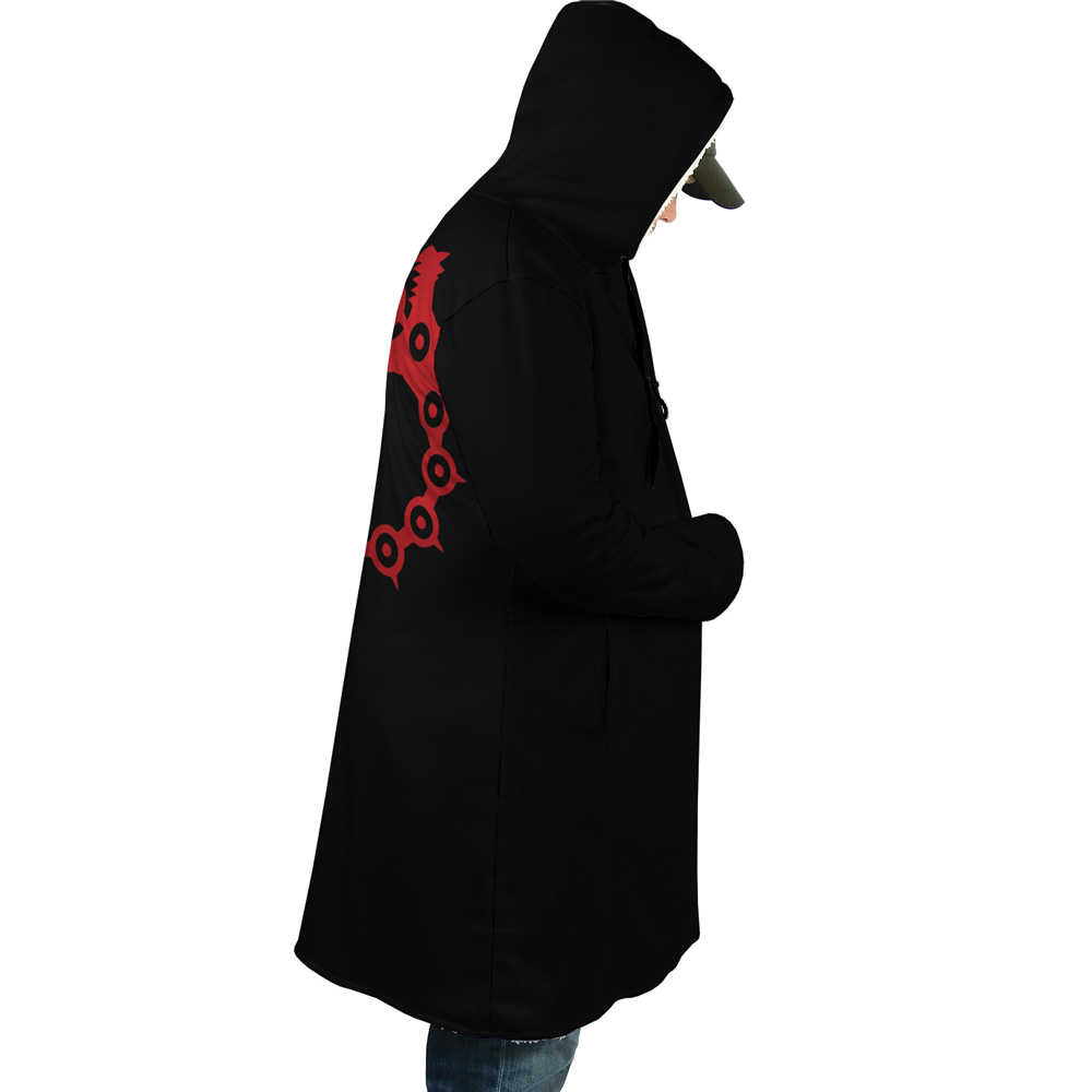 Meliodas Dragon Wrath Seven Deadly Sins AOP Hooded Cloak Coat RIGHT Mockup - Seven Deadly Sins Store