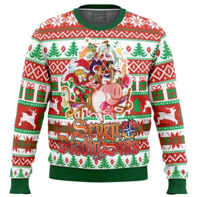 Seven Deadly Sins Alt Ugly Christmas Sweater FRONT mockup - Seven Deadly Sins Store